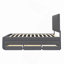 Lit plateforme double tapissier avec lit gigogne simple et 3 tiroirs, tissu en lin, gris