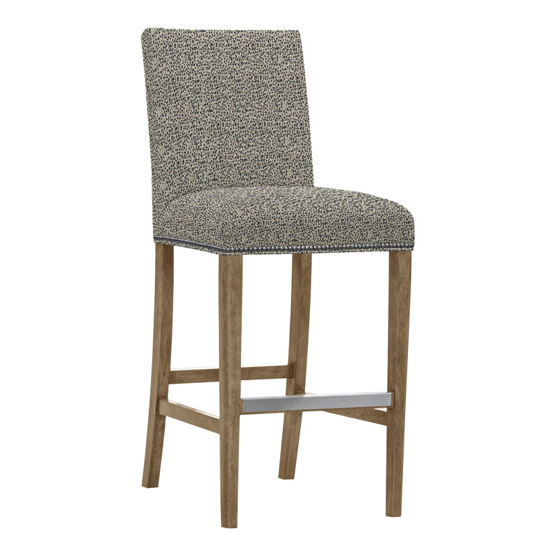 Gin Fizz Upholstered Stool with Solid Wood Frame, Yes, Tarbee Dove, Hampton
