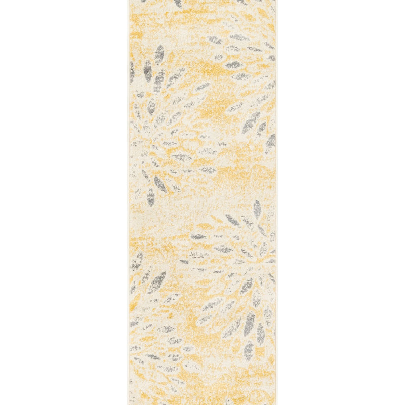 Aamia Abstract Area Rug, Runner 2'7" x 10', Yellow