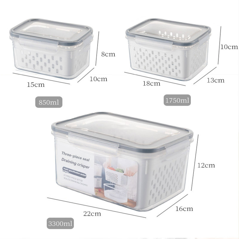 Ensemble de 3 contenants de rangement pour réfrigérateur à fruits avec couvercles