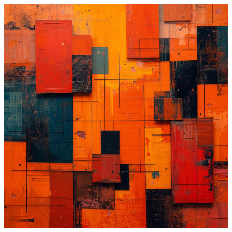 Rideaux de douche orange à blocs géométriques rouges très longs, 70in W x 72in H