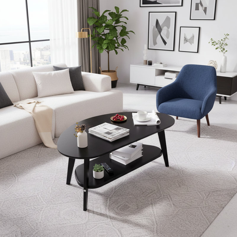 Table basse Mid-Century moderne avec rangement