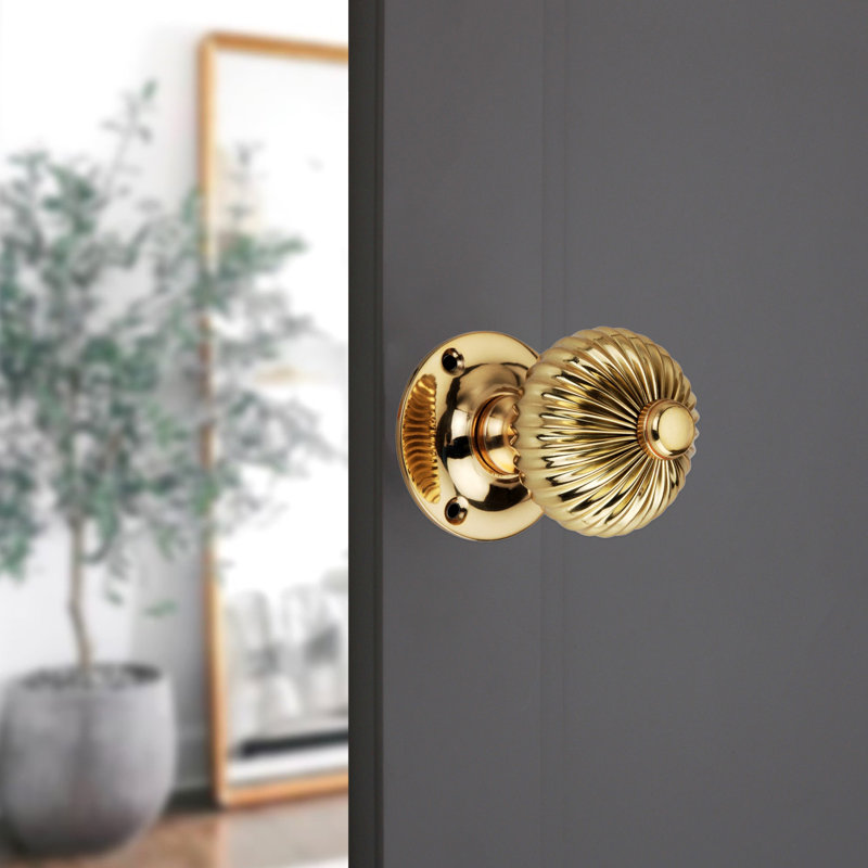 Regency Interior Mortise Door Knob, Polished Brass