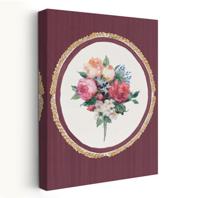 Floral Cameo I Mauve - Blossoms Borders Buds Cameo Art