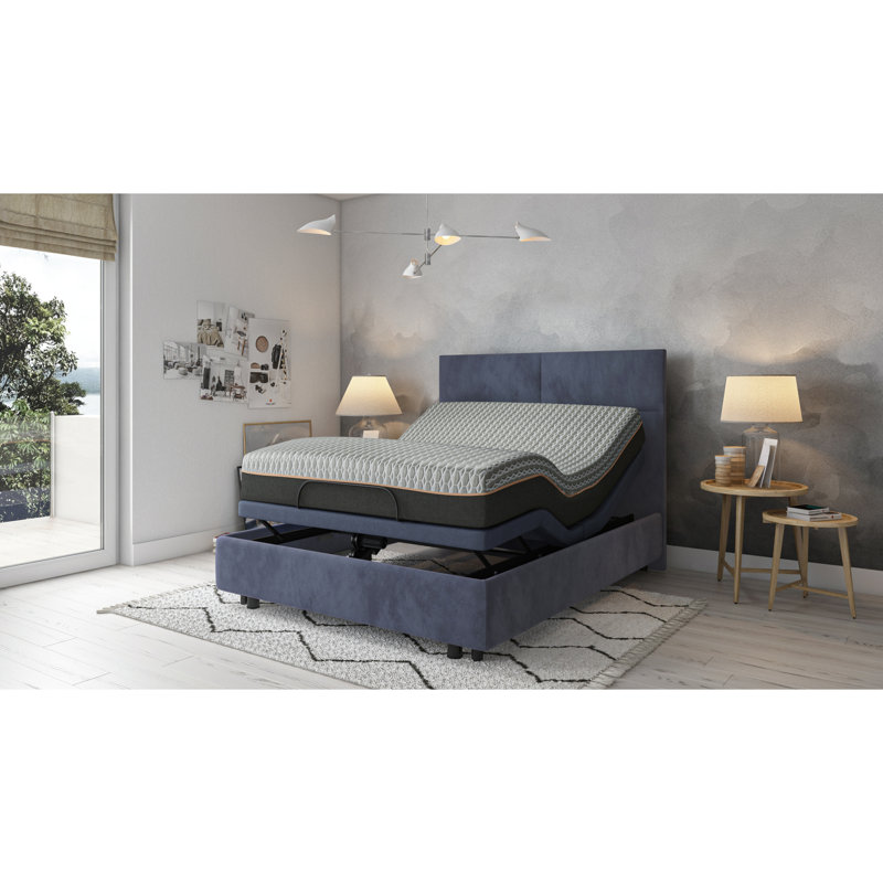 Adjustable Queen Bed Base With Head & Foot Adjustment, Wireless Remote Control, 2 Chargers, Connection, 3 Settings, Massaging Feature, Led Lights, Battery Backup, Legs Queen-size And Position