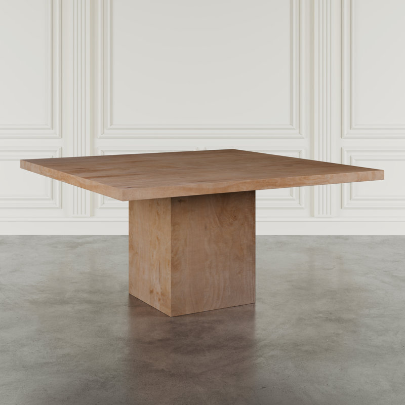Sequoia 60" Square Rustic Modern Solid Wood Butcher Block Pedestal Dining Table With Butterfly Joint Inlay