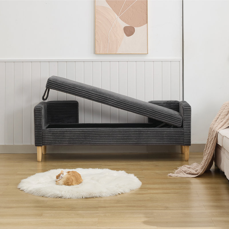 Upholstered Storage Bench, Charcoal