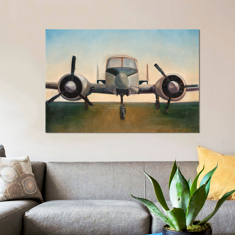«Air plane», reproduction sur toile, H 12 po x l 18 po x P 1,5 po, Toile tendue, Pas de tapis