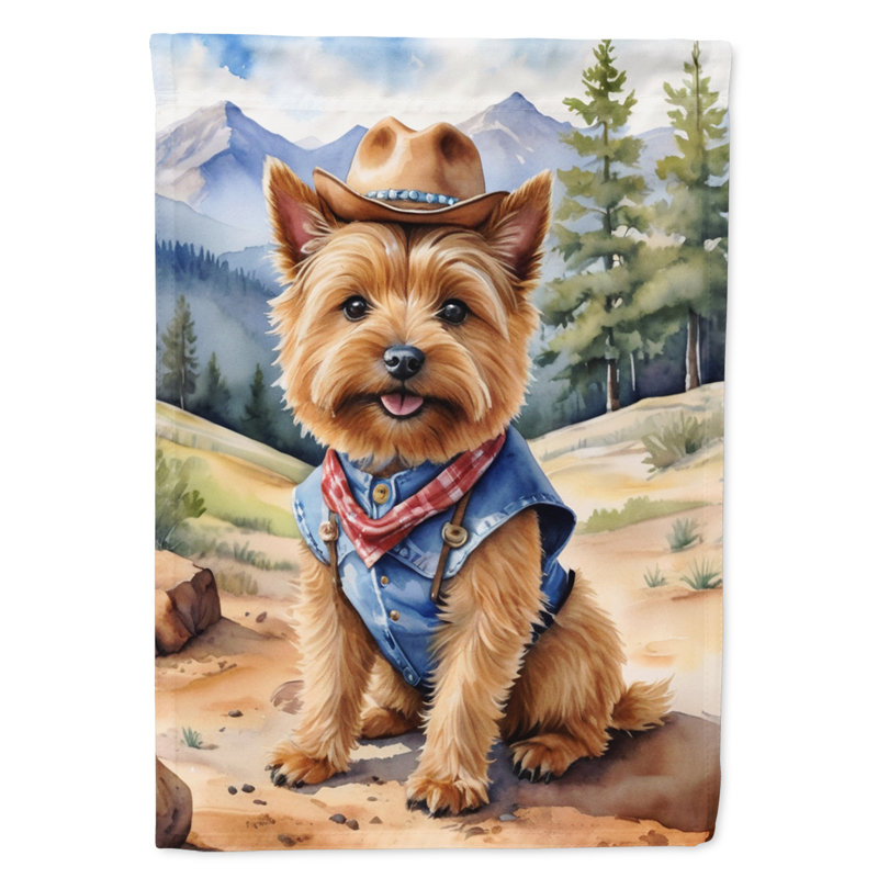 Drapeau Cowboy Welcome Garden, Norwich Terrier