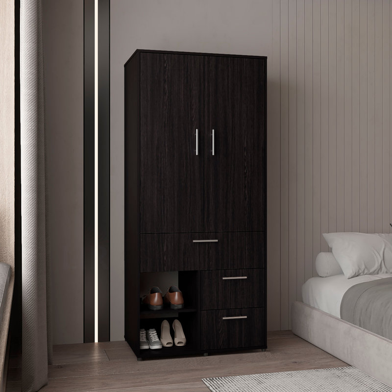 Armoire Alpine avec portes doubles, tablettes intérieures et tringle