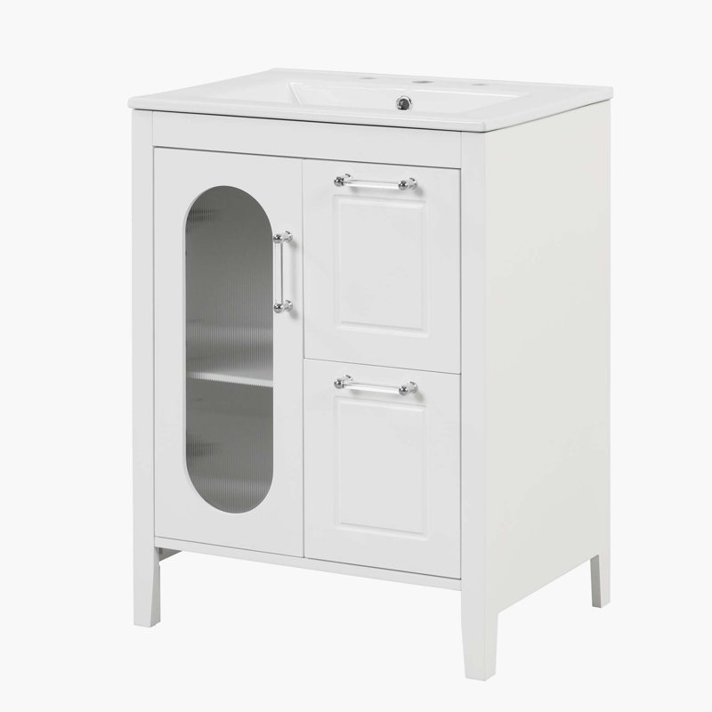 24'' Single Bathroom Vanity Base Only, White