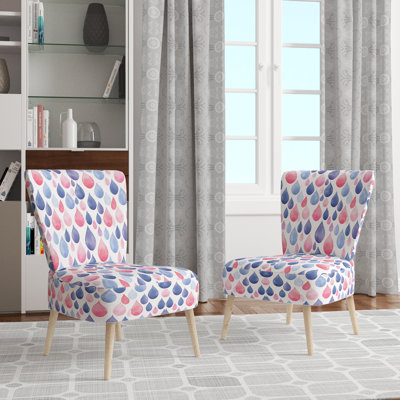 Paisley Velvet Upholstered Chair - blue and red Teardrops Blue Side Chair