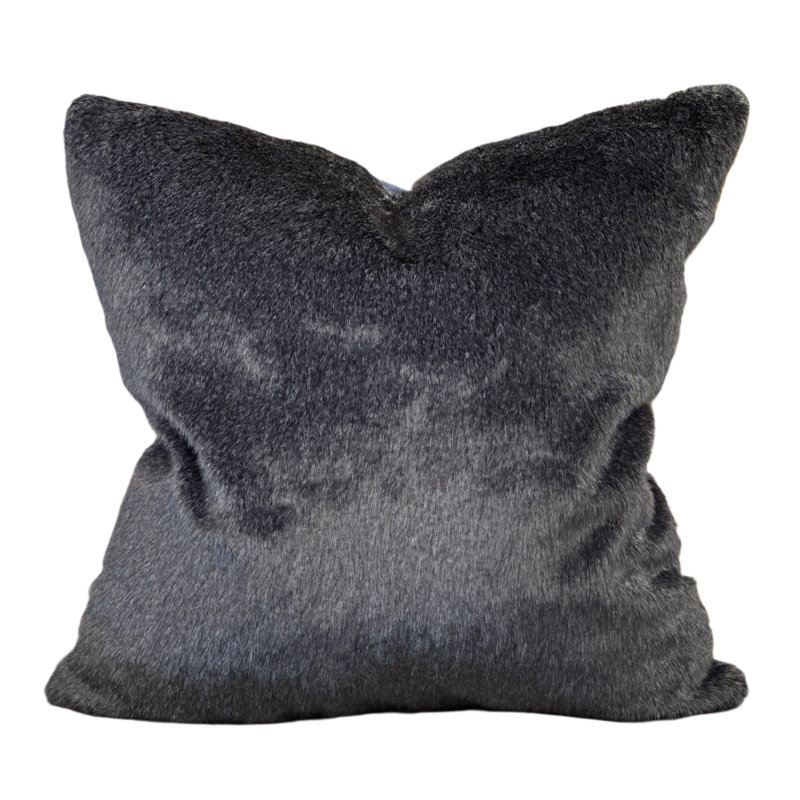 Soft Luxury Faux Mink Pillow - Minko 13  Stripe, Black