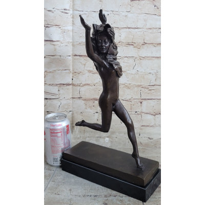 Silvestar 100% Solid Bronze Nude Woman Running in the Street Sculpture  Figure Statue