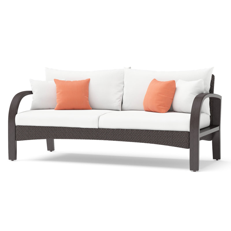 Kechia 2 Piece Sofa Seating Group With Sunbrella Cushion Covers, Cast Coral Sunbrella® Plainweave