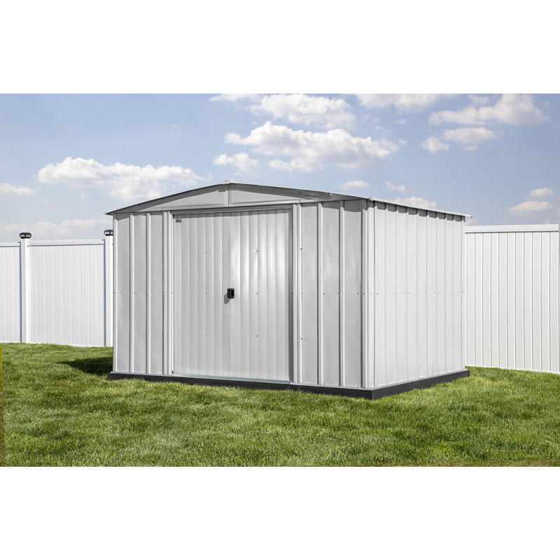 10 ft. x 8 ft. Flute Grey Galvanized Steel Storage Shed