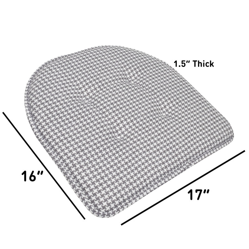 Gray Houndstooth Memory Foam U-Shaped Dining Chair Cushions Set of 6