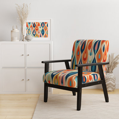 Fauteuil d'appoint Mid-Century rembourré en velours Retro Abstract Drops