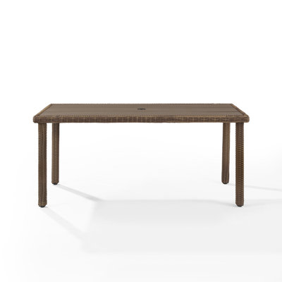 Awa Rectangular Wood Outdoor Dining Table With Umbrella Hole , 67.5'' in. W 33.75'' in. D