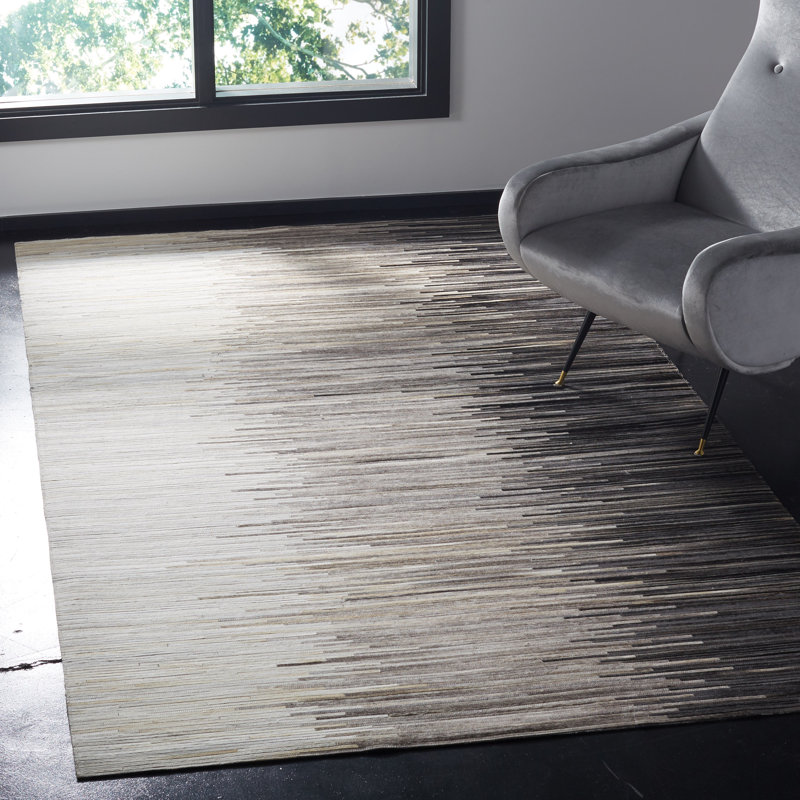 Patricio Abstract Handmade Tufted Charcoal Area Rug, Rectangle 5' x 8'