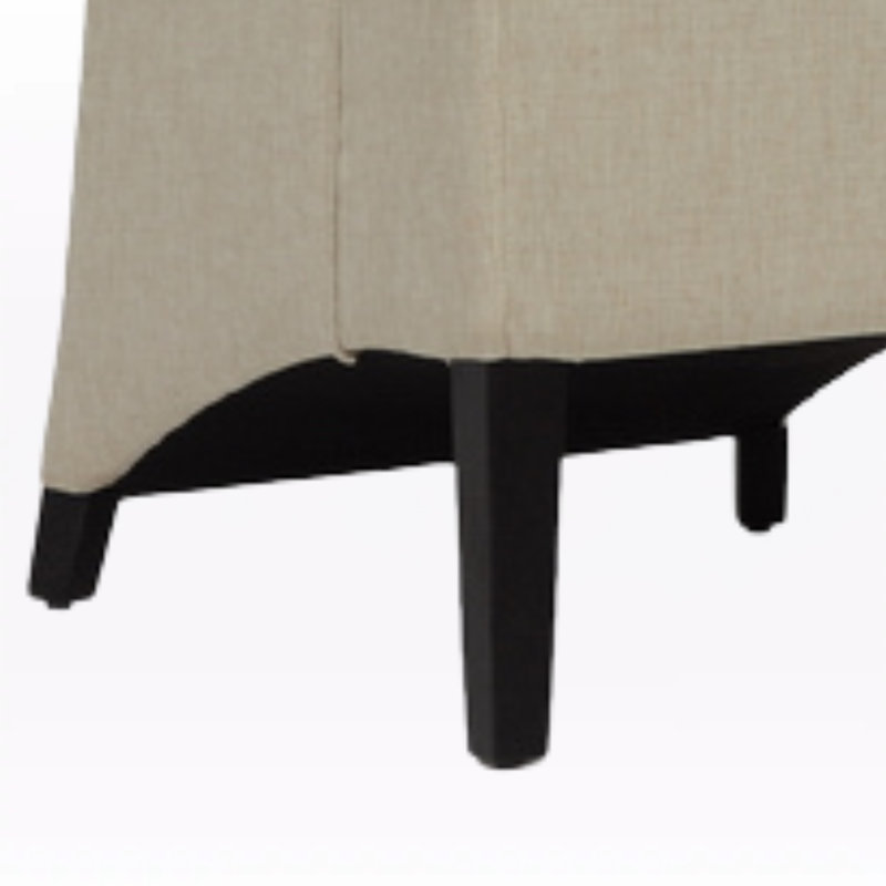 Fauteuil à oreilles Abundio en tissu de lin avec pieds en bois noir, H 47,25 po x l 21,25 po x P 23 po