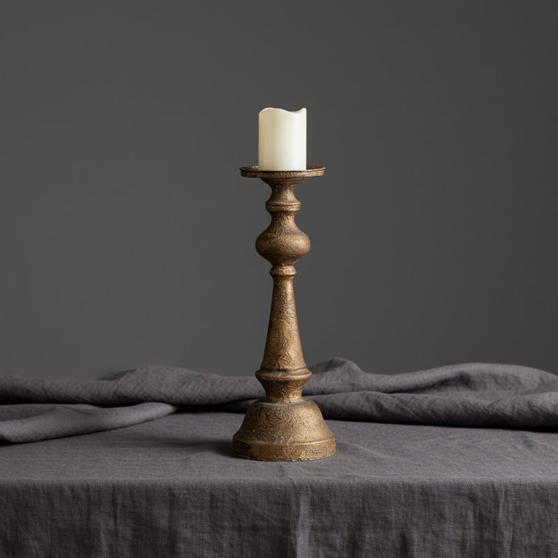 Bougeoir bronze, bougeoir pilier bronze