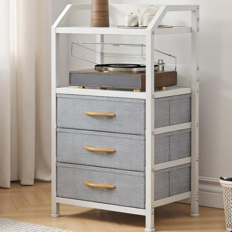 40 cm W Chest of 3 Drawers, White/Light Grey