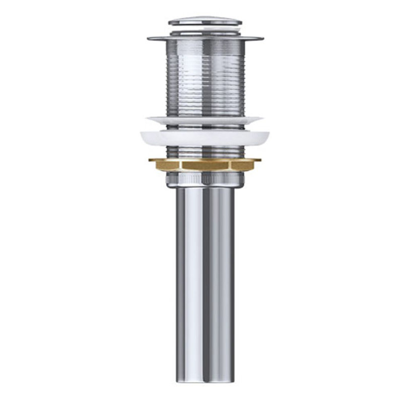  Push Pop Up Chrome Basin Waste Plug - Slotted Suitable for Sink with Overflow - Inner Round Push Button