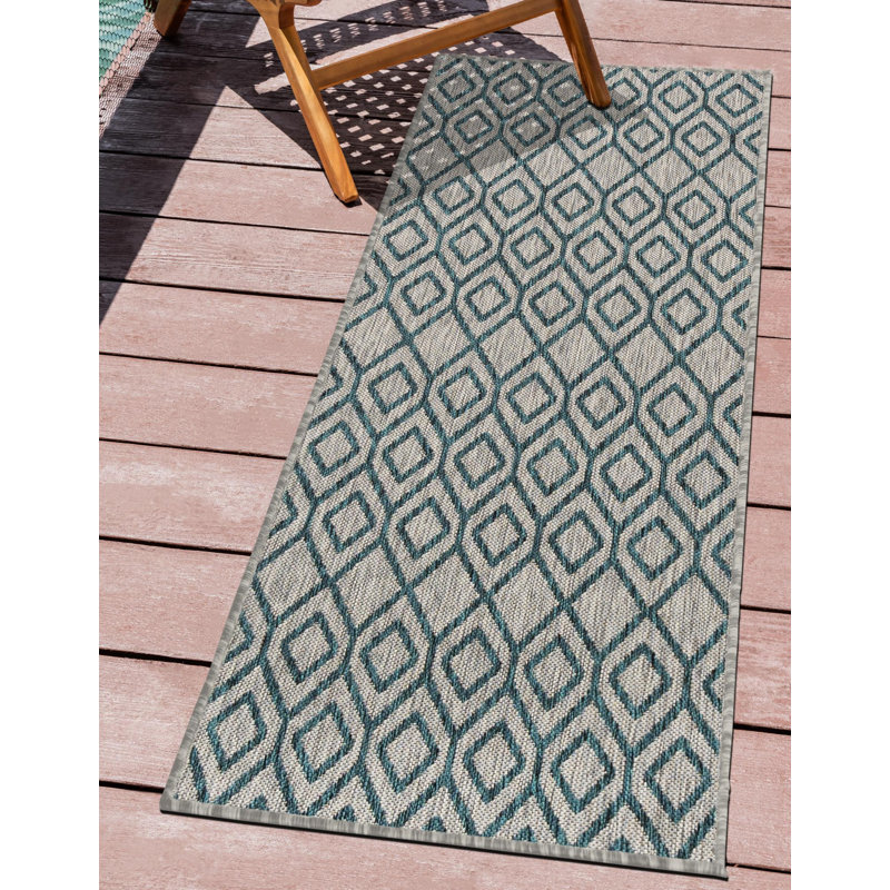 Tapis intérieur / extérieur Turks and Caicos, Gris bleu sarcelle, Rectangle 2 pi x 3 pi 1 po