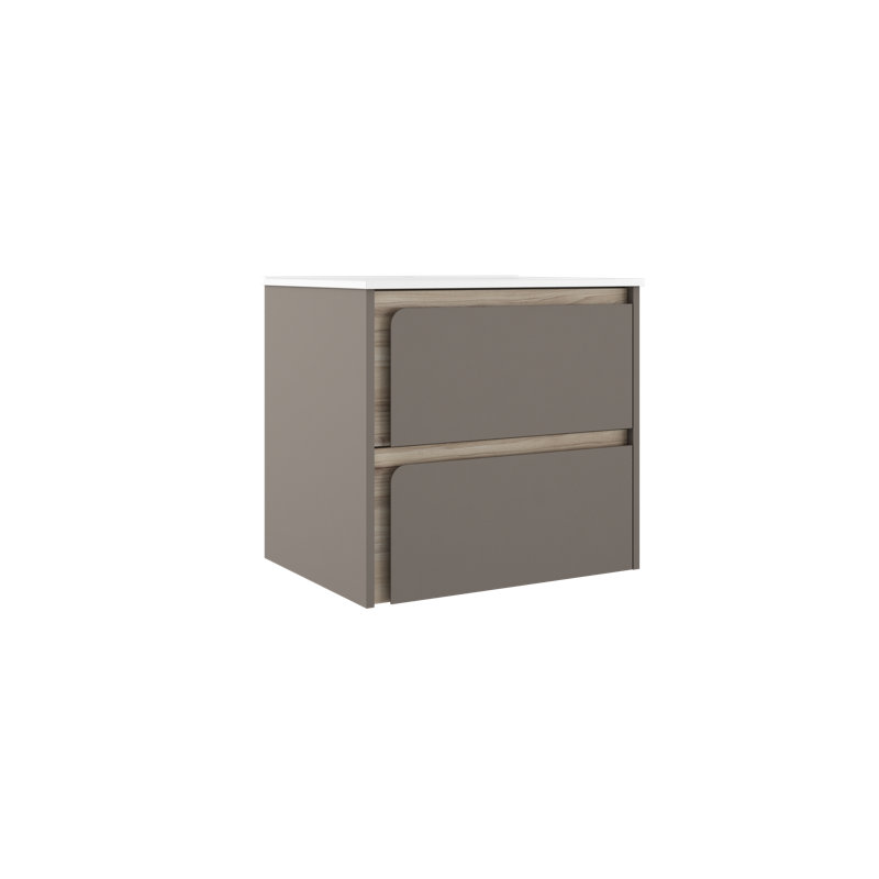 Cordoba 24'' Wall Mounted Single Bathroom Vanity with Ceramic Top, Taupe/Wood