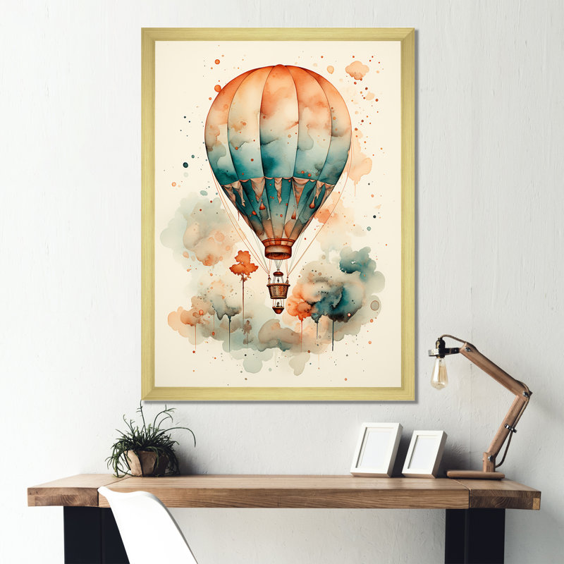Charme classique en montgolfière III, Cadre photo doré simple, H 44 po x l 34 po x P 1,5 po
