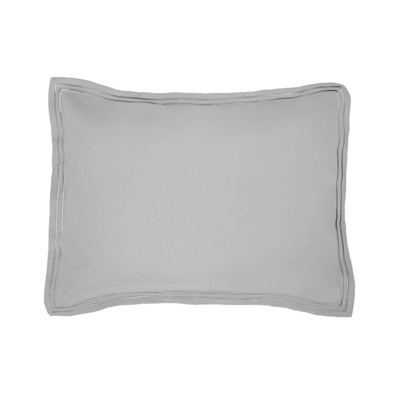 400TC Cotton Luxurious Double Embroidery Sateen Solid Duvet Cover Set, Full Duvet Cover, Gray/light Gray