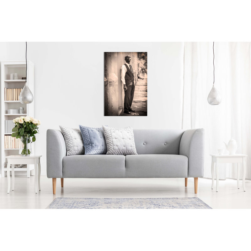Old Man Smoking Cigar In The Streets Vintage - Wrapped Canvas Print, 76cm H x 51cm W x 1.8cm D