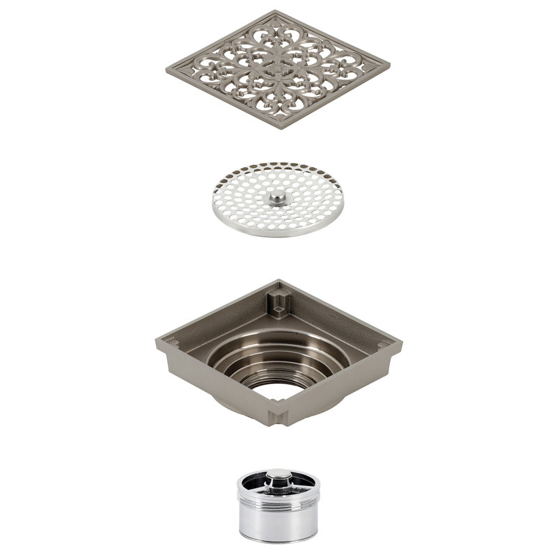 Drain de douche Watercours Scroll Grid, Nickel brossé