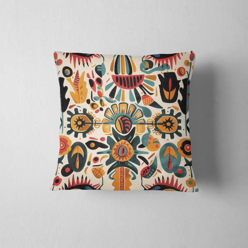 Housse de coussin réversible à motif floral Folk Maximalist, H 20 po x l 20 po