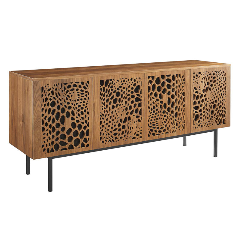 Yosemite 73" Walnut TV Stand with Cutout Cabinet Doors