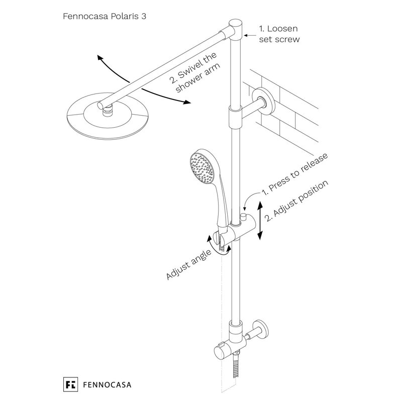 Brushed Nickel Adjustable Height Rain Shower System with Handheld Spray