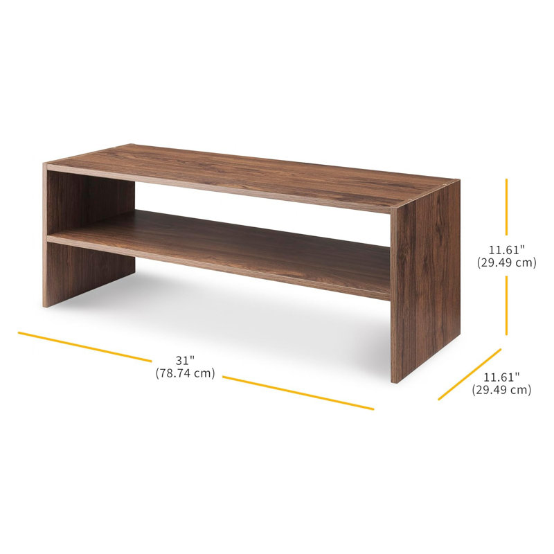 Range-chaussures moderne en bois empilable avec 2 tablettes pour le rangement de chaussures organisé, Bois rouge