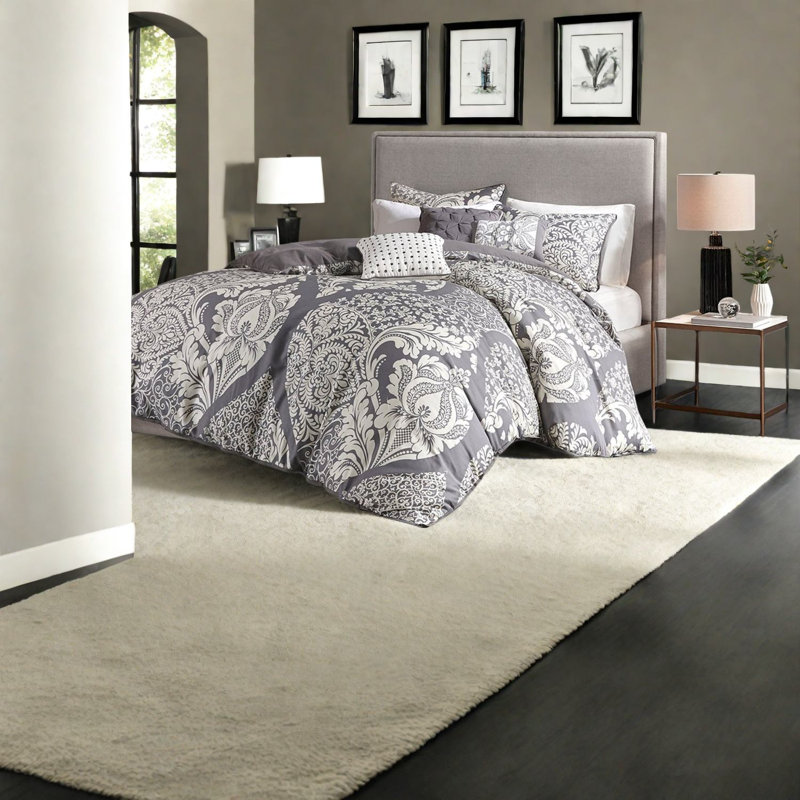 Ensemble de literie chic 6 pièces, mélange de polyester et de coton de qualité supérieure, décor de chambre à coucher de style transitionnel
