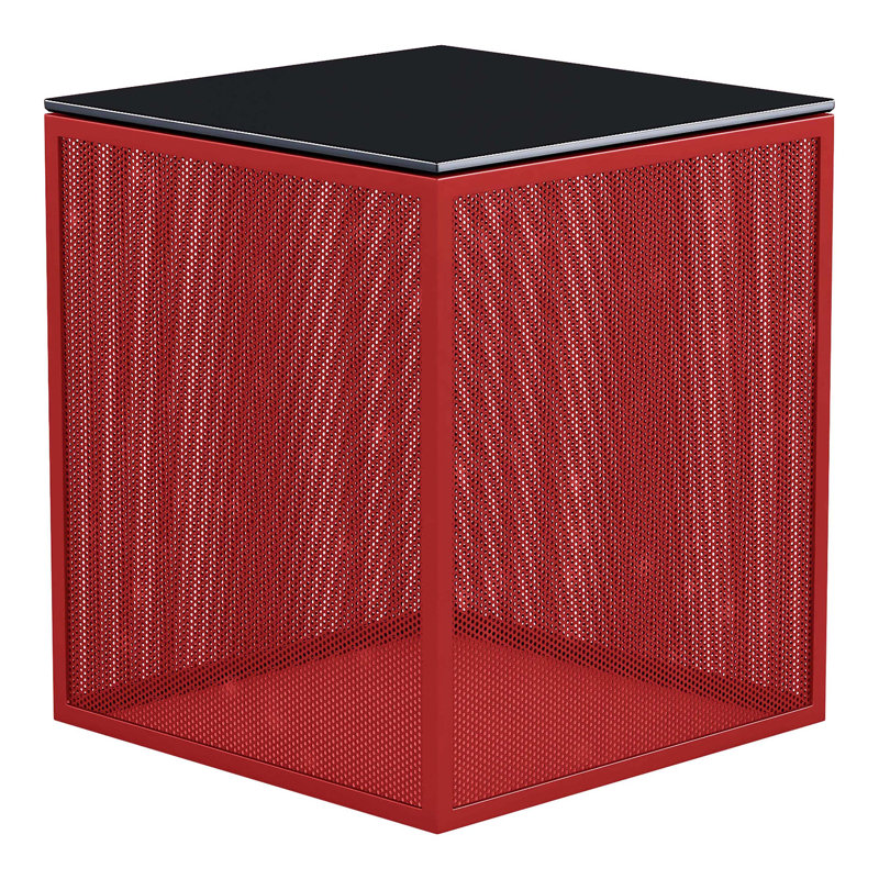 Table de bout en verre, Rouge/noir