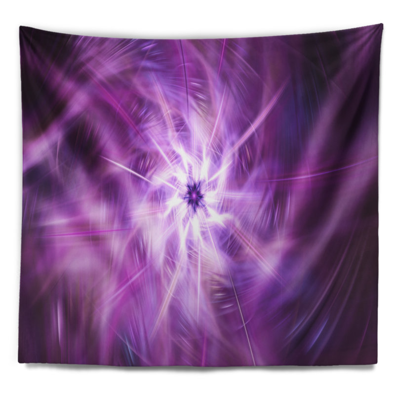 Tapisserie de feux d'artifice floraux mauve vif, H 68 po x l 80 po
