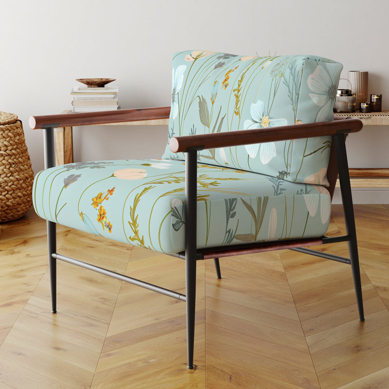 Crowne - Fauteuil rembourré à motif floral, Noir, noir, noir, noir