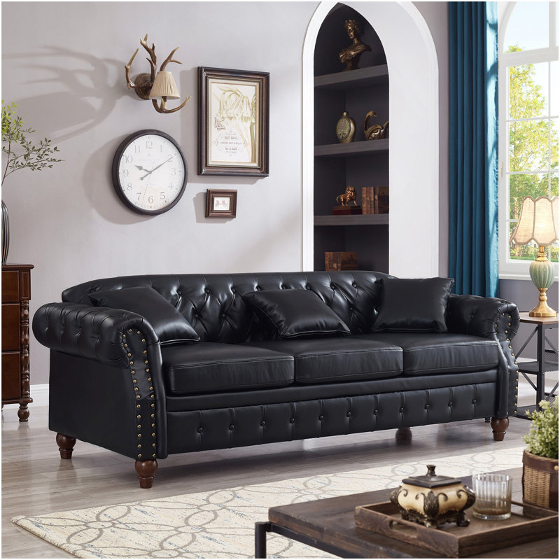 Canapé 85,8 po Chesterfield, Noir