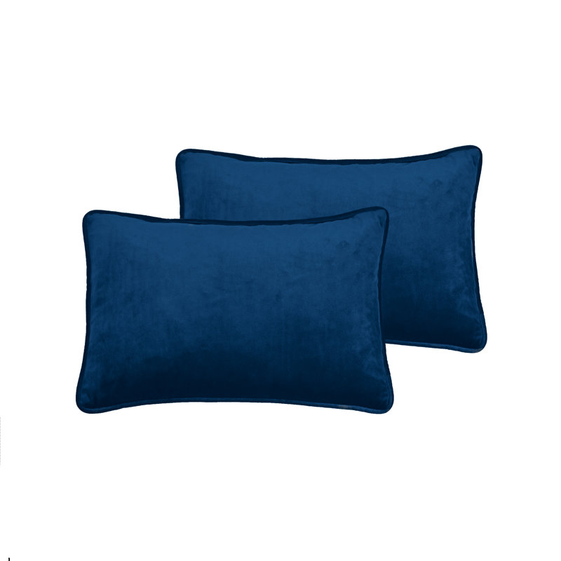 Coussin décoratif en velours réversible, H 13 po x l 20 po, Rectangle, Bleu marine