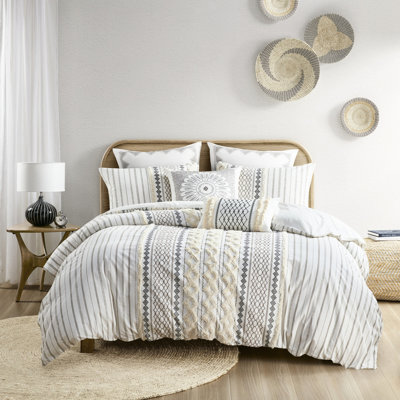 Housse de couette multicolore 100% coton avec chenille - pour dimensions, boutonnage, literie agréable