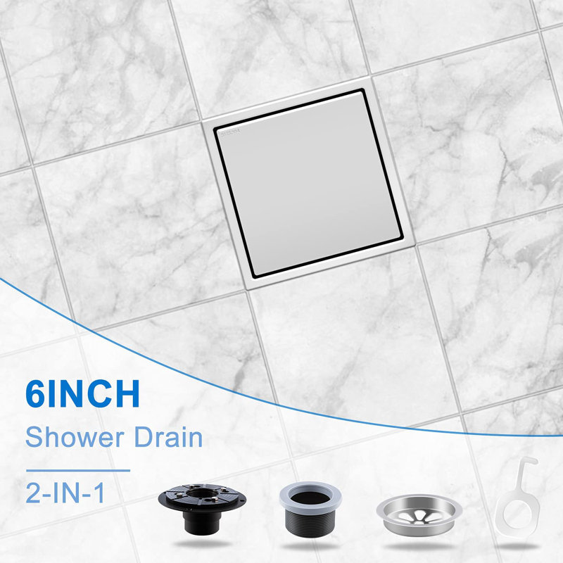Flange Tile-In Shower Drain, Brushed