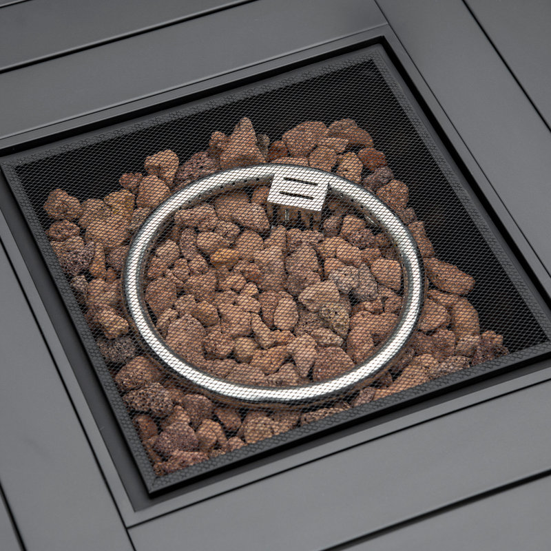 Square Steel Propane Fire Pit Table with Lid