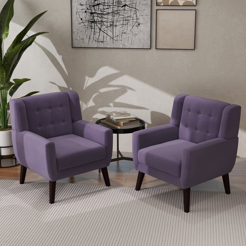 Jaqueze 73.4 Cm Wide Cotton Armchair, Purple Velvet