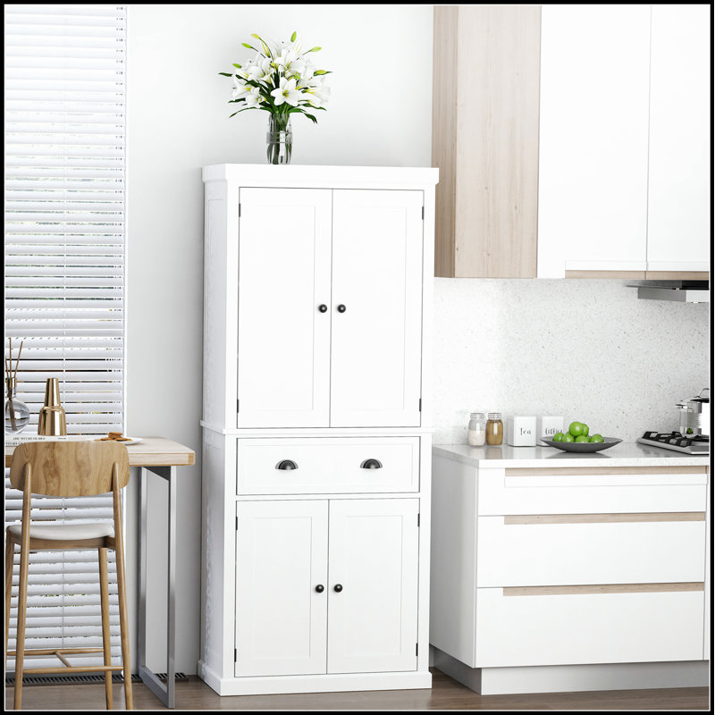 72" Freestanding Kitchen Pantry Cabinet, Tall Storage Cabinet with 2 Door Cupboards, Drawer and Adjustable Shelves