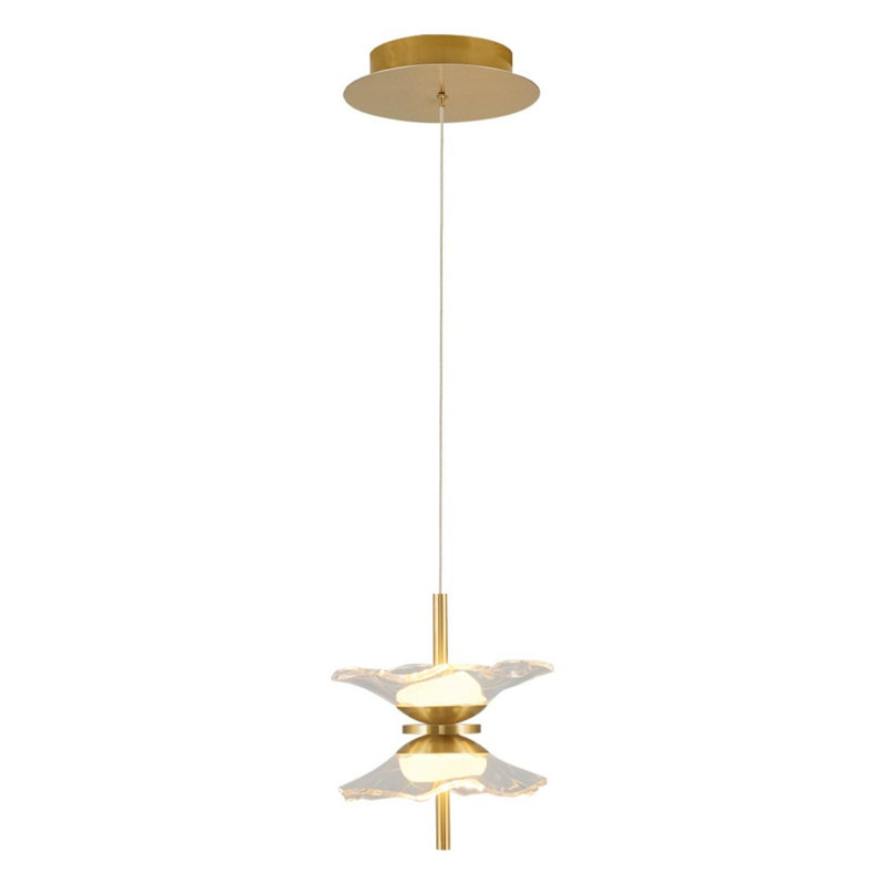 Modern Chandelier with Metal Body & Acrylic Cap, 7.9 in Diameter x 47.2 in Height | 2 x 5W LED Socket, 3000K Warm White Light, 1000 Lm | Antique Finish, Perfect for Glamorous Spring Décor